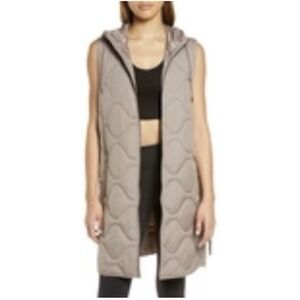 ZELLA Belted Quilted Longline‎ Recycled Polyester Vest Size XL Olive Night